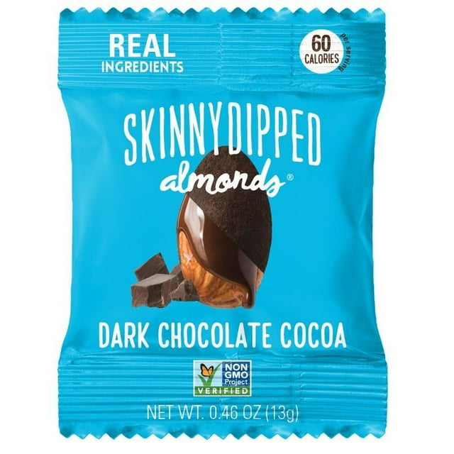 Skinny Dipped Almonds Dark Chocolate Cocoa Almonds, 0.46 Ounce 24 per case.