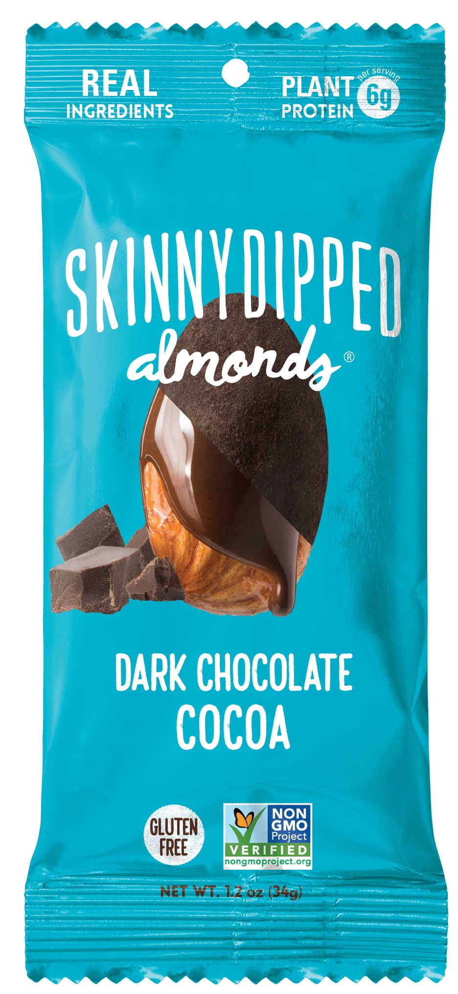 Skinny Dipped Almonds Dark Chocolate Cocoa Almonds Single Serve Packets, 1.2 Ounce, 10 Per Box