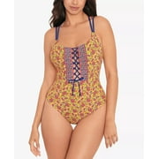 SKINNY DIP pers Women's Isabelle Suga Babe One Piece Swimsuit Brown Size Small