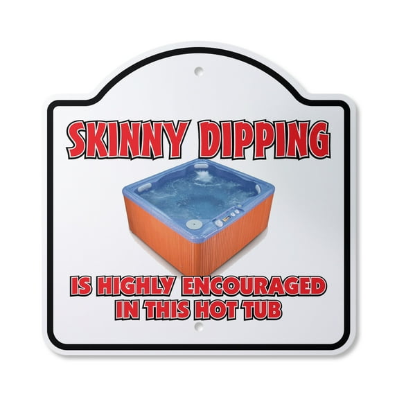 Skinny Dipping 14" X 14" Sign | Indoor/Outdoor Plastic | SignMission Designer Hot Tub Spa Nudist Nude Swimming Pool Novelty Gift Funny Joke Gag Road Garage