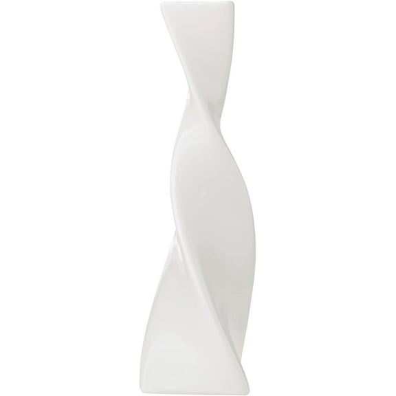 Skinny Geometric Ceramic Flower Vase Twisted, Unique Slender Bud Vases for Flowers, Decorative Vases for Home Decor, Kitchen, Shelf Decor, Centerpiece Table Decorations (White Twisted)