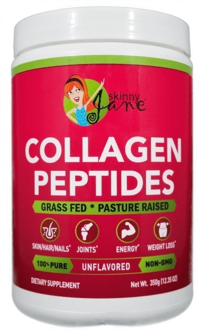 Polvo de Péptidos de Colágeno Skinny Jane Tipo 1 y 3, Ideal para Cabello, Piel, Uñas - Apoyo para Articulaciones Sin Sabor - 35 Porciones
