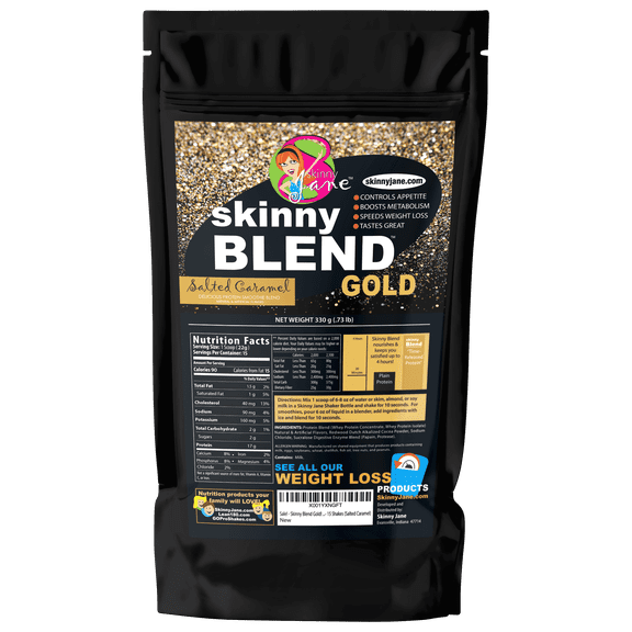 Skinny Jane Skinny Blend Gold! - Best Tasting Protein Weight Loss Shake, Delicious Smoothie - Low Carb, Low Sugar - Protein Powder Supplement - Weight Control - (15 Servings, Salted Caramel)