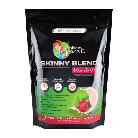 Skinny Jane Skinny Blend Shake, Low Carb & Low Sugar Protein Powder, Strawberry, 30 Servings