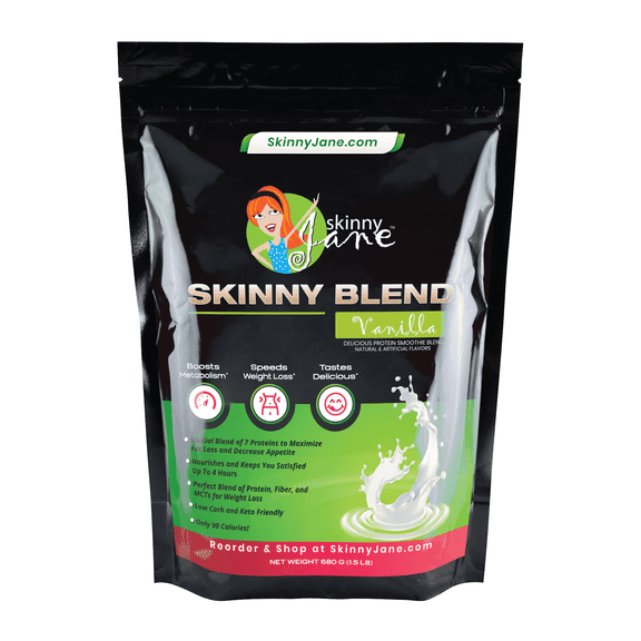 Skinny Jane Skinny Blend Shake, Low Carb & Low Sugar Protein Powder, Vanilla, 30 Servings