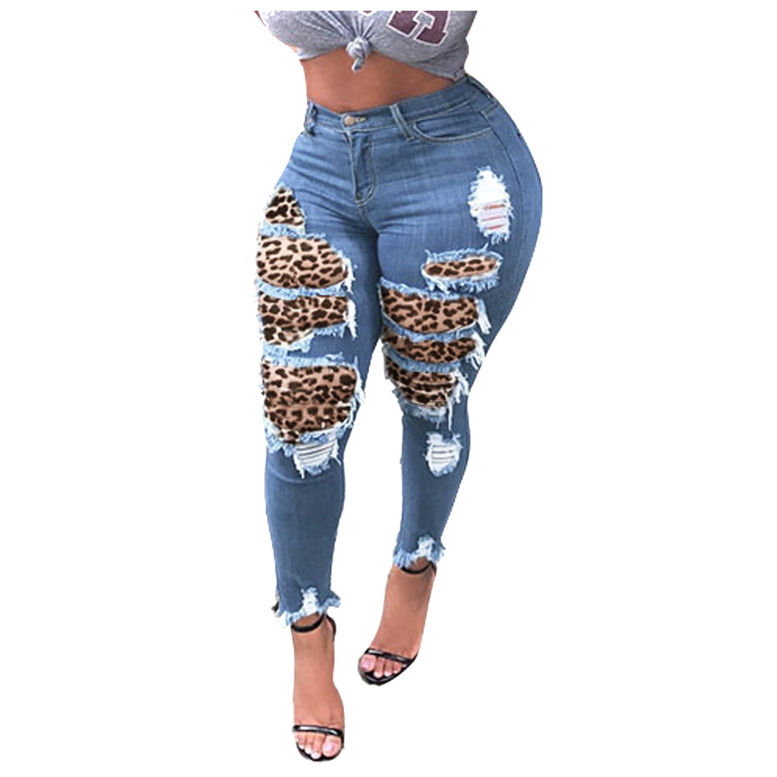 Skinny Jeans for Women, High Rise Jean Stretch Trendy Leopard Print