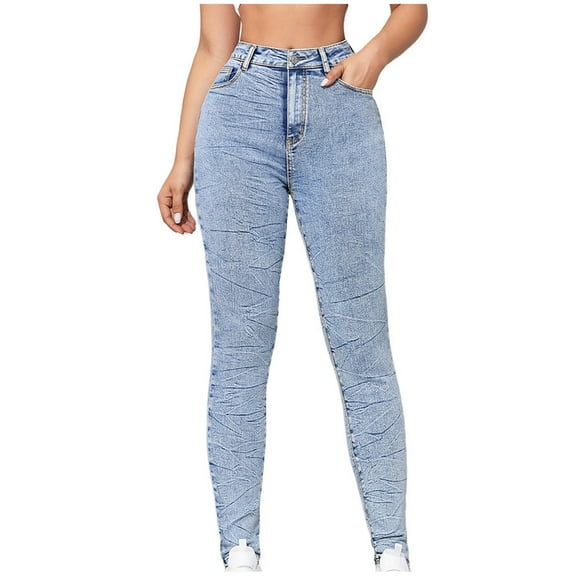 Skinny Jeans for Women High Waisted Stretchy Pants Slim Fit Comfy Classic Denim Leggings with Pockets Vintage Wash Light Blue,S