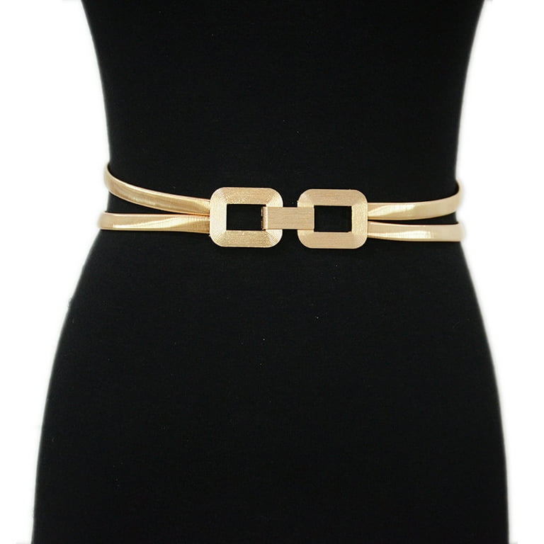 Skinny Metal Cinch Belt for Dress Fashion Retro Stretch Thin Waist