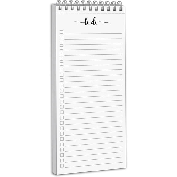Skinny  Notepad, 3.7x8.5 Spiral - , Undated Daily Checklist, Simple Stylish to-Dos Memo Pad for Planning, Tasks, Appointments, Reminders for , Office - 50 Sheets