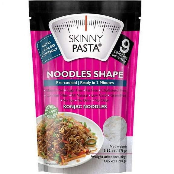 Skinny Pasta, Noodles Shape, Konjac, 9.52 oz Pack of 2