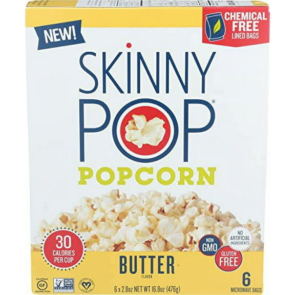 SKINNY POP Butter Microwave Popcorn, 16.8 OZ