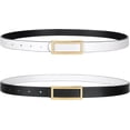 thumbnail image 1 of Skinny Reversible Belts for Women, Two-in-one Women Thin Belt for Dresses Jeans Pants with Gold Buckle, 1 of 6