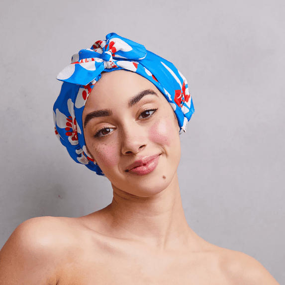 GRACE & COMPANY Luxury Shower Cap For Women - 100% Waterproof, Reusable, Washable & Breathable Shower Caps - Gramercy