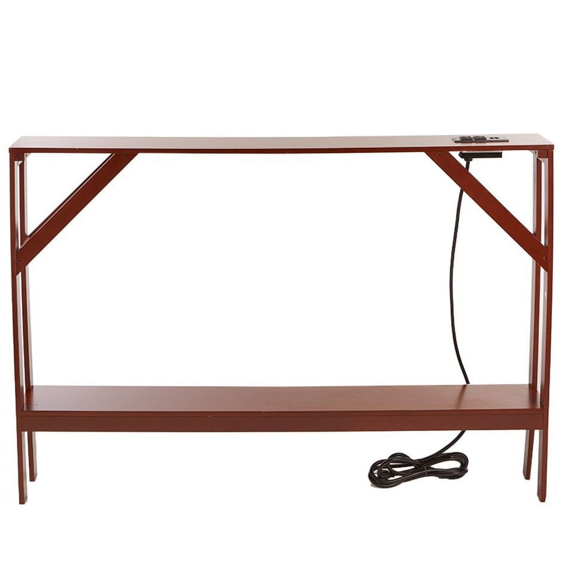 Walnut Slim Sofa Table with Built-in Outlets