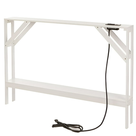 Narrow Console Table with Built in Outlet 33"H - White
