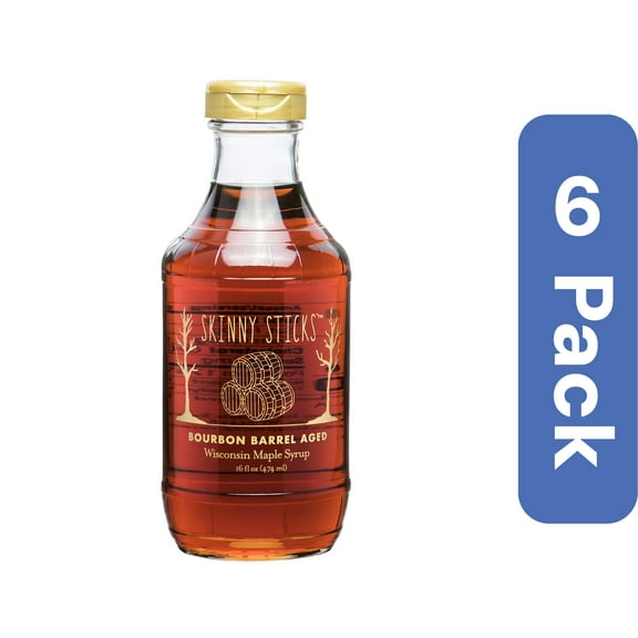 Skinny Sticks Maple Bourbon Aged Syrup 16 fl oz (Pack of 6)