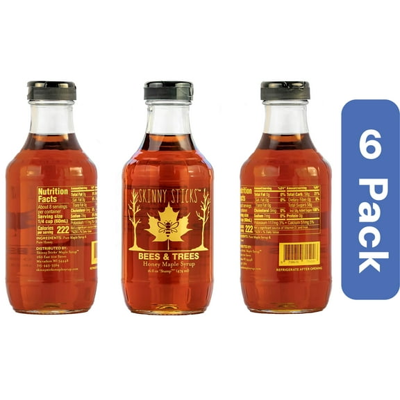 Skinny Sticks Maple Honey Blend Syrup 16 Fluid Ounces (Pack of 6)