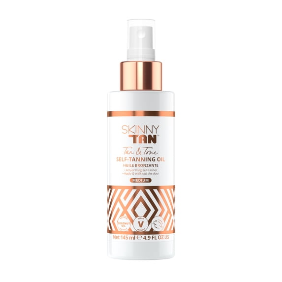 Skinny Tan Self-Tanning Oil, Self Tanner, Medium, 4.9 oz