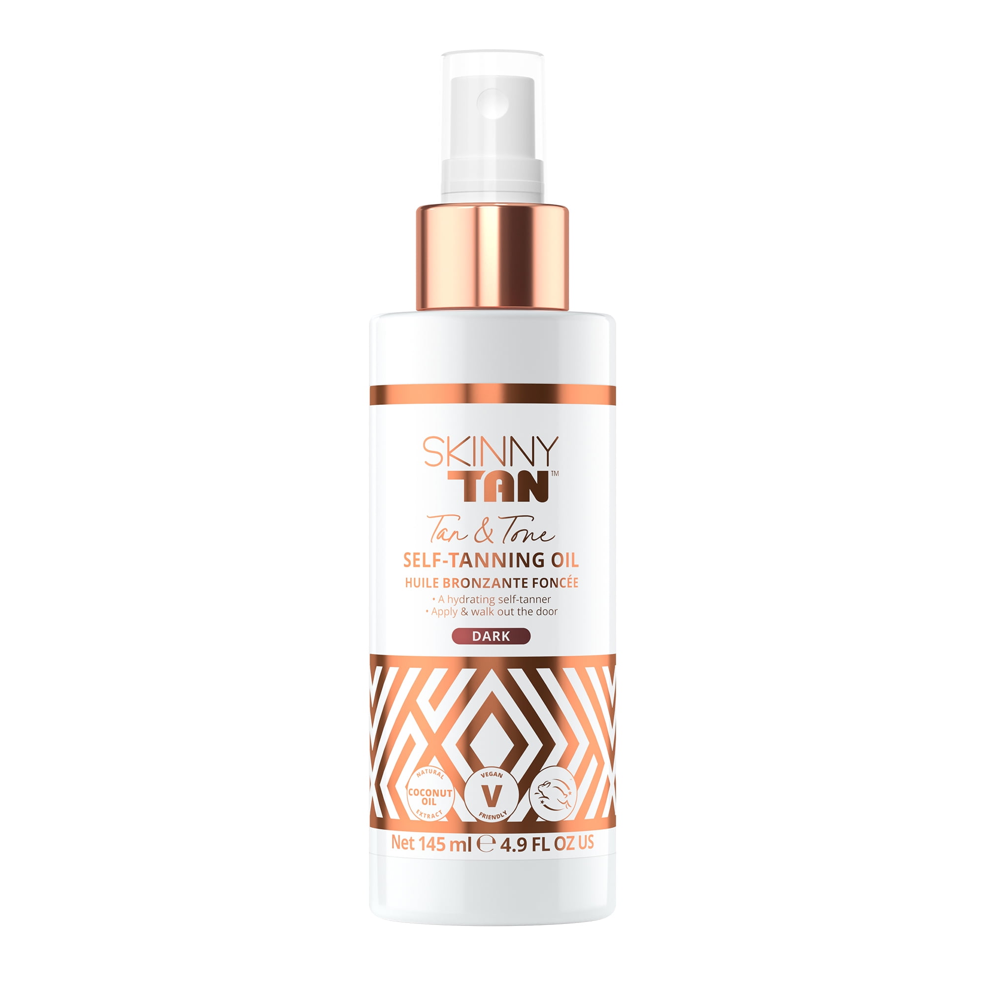 Skinny Tan and Tone Self-Tanning Oil, Self Tanner, Dark, 4.9 oz