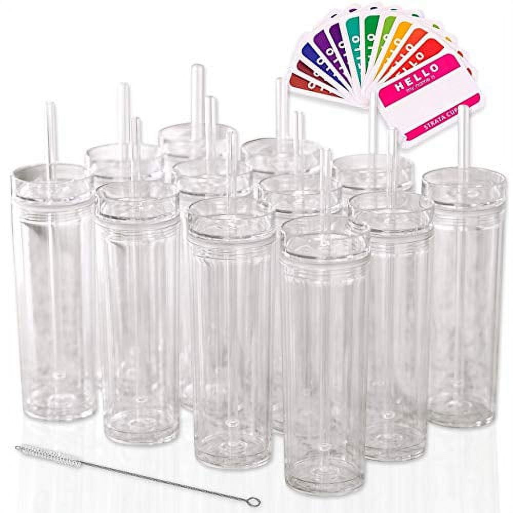 STRATA CUPS Multicolor Skinny Tumblers with Lids and Straws (12 pack) -  16oz Double Wall Acrylic Tum…See more STRATA CUPS Multicolor Skinny  Tumblers