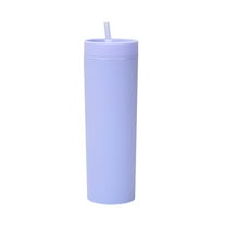 Skinny Tumblers Frosted Colored Acrylic Tumblers with Straws and Lids, Double Wall Tumblers for Cold Drinks, Reusable Cups Vinyl Gifts with Straw, Reusable Cup with Straw Cleaner