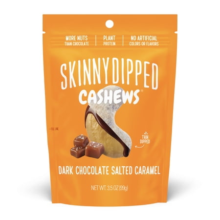 SkinnyDipped Cashews, Dark Chocolate Salted Caramel, 3.5 oz (99g) Pack Of 10