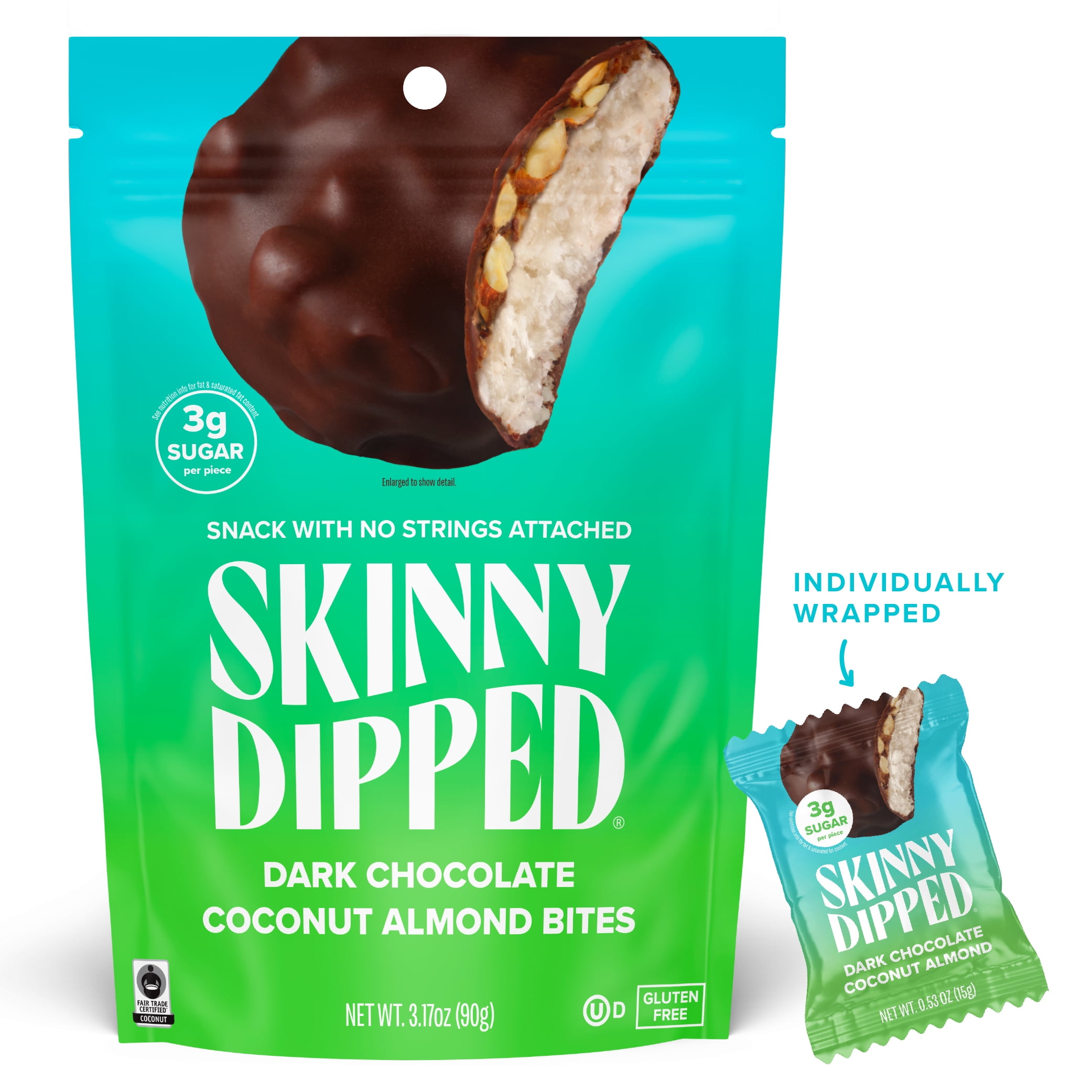 SkinnyDipped Dark Chocolate Coconut Almond Bites, 3.17 oz