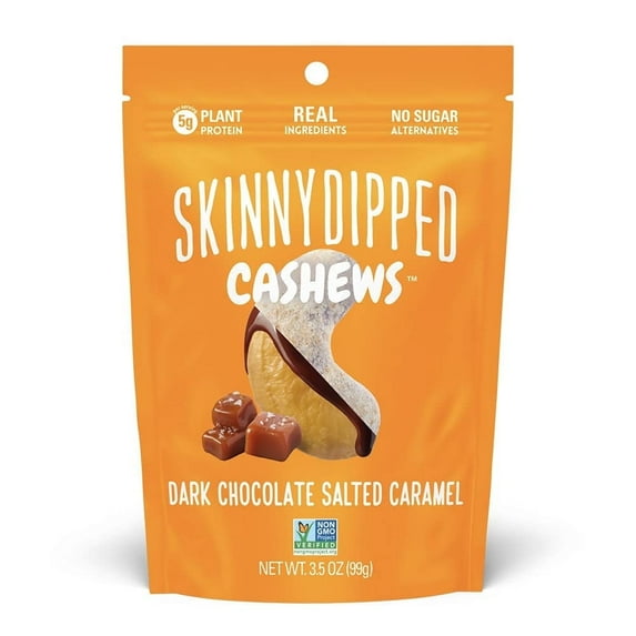 SkinnyDipped Skinny Dipped Cashews Dark Chocolate Salted Caramel Pack of 2, 3.5 oz