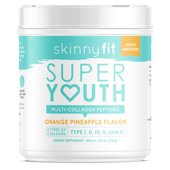 SkinnyFit Super Youth Orange Pineapple Multi-Collagen Peptides Supplement, 28 Servings