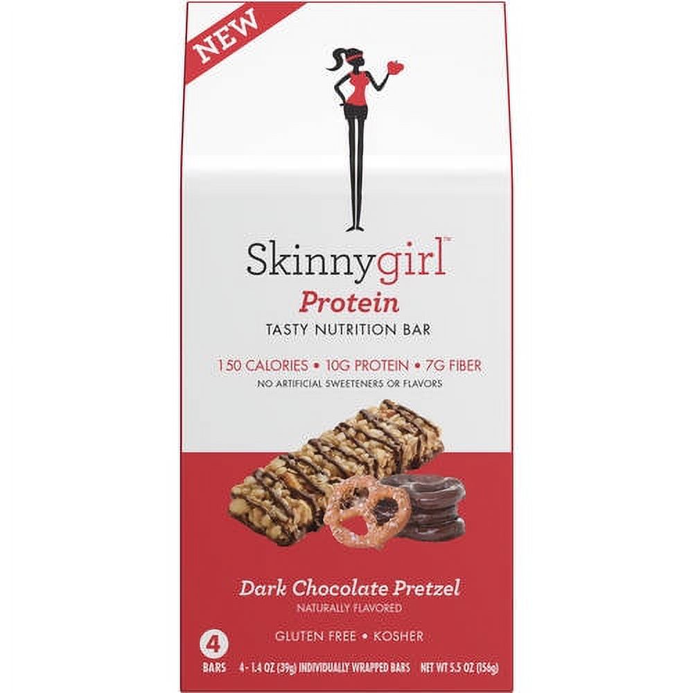SkinnyGirl Dark Chocolate Pretzel Protein Bars, 1.4 oz, 4 count
