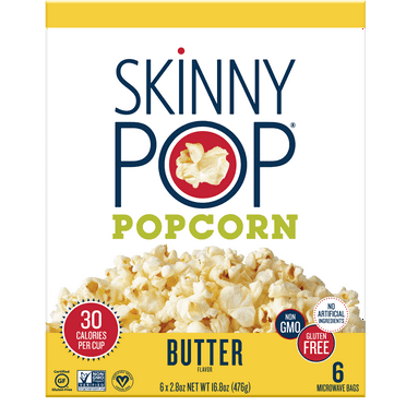 SkinnyPop Gluten-Free Butter Microwave Popcorn Snack Multipack, 2.8 oz (6 count)