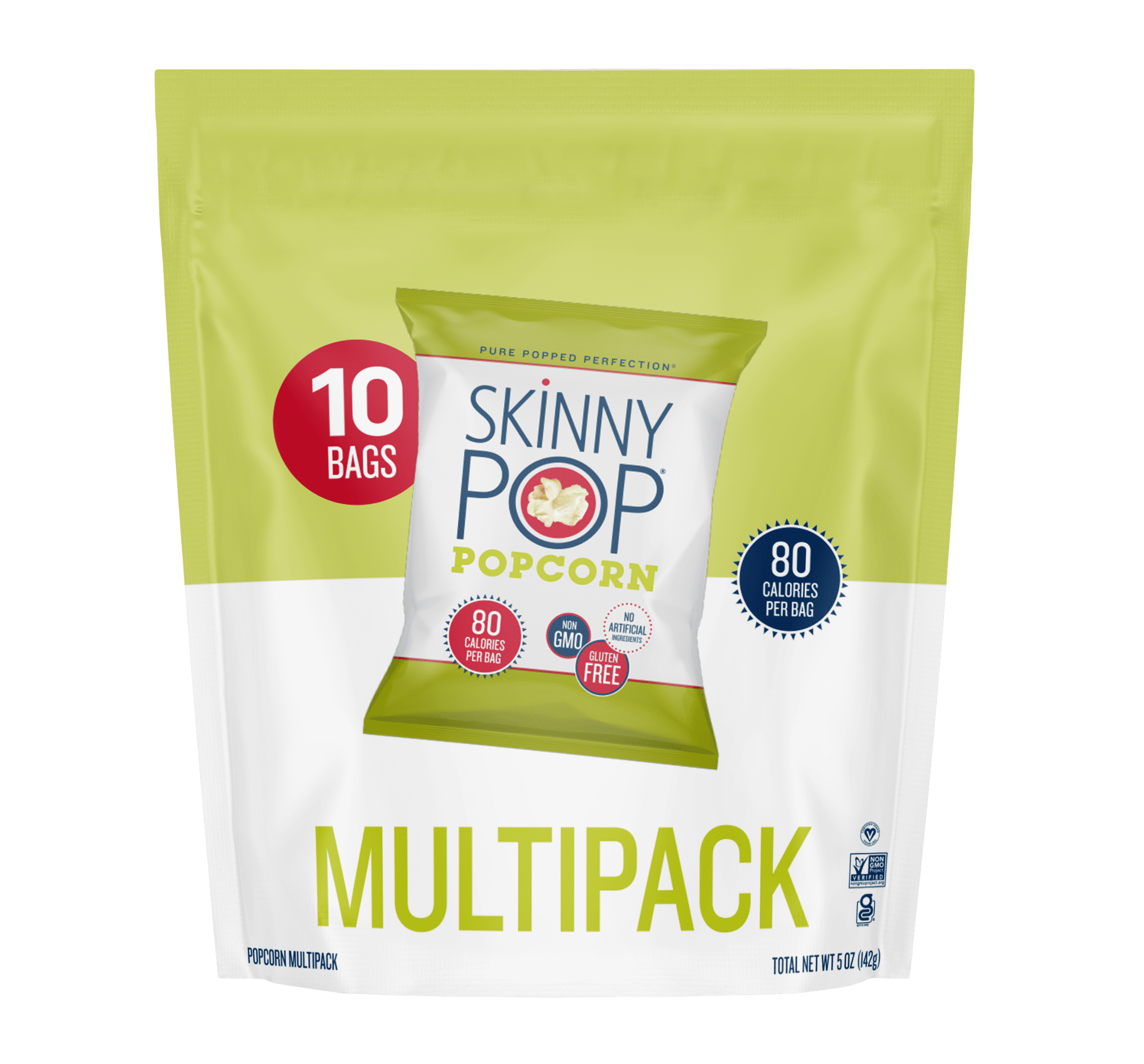SkinnyPop Gluten-Free Original Popcorn, 0.5 oz Snack-Size Bags, 10 Count
