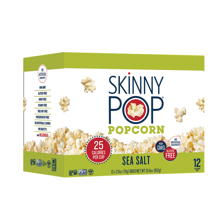 Skinny Pop Popcorn, Sea Salt, Microwave Bags 6 Ea, Popping Corn