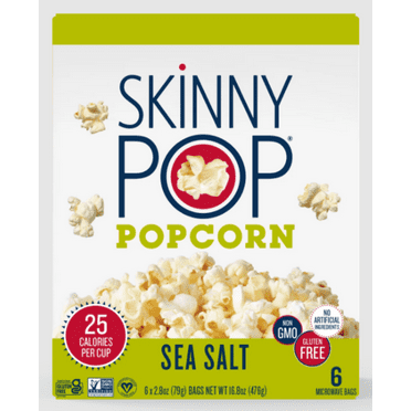 SkinnyPop Gluten-Free Sea Salt Microwave Popcorn, 2.8 oz, 6 Count