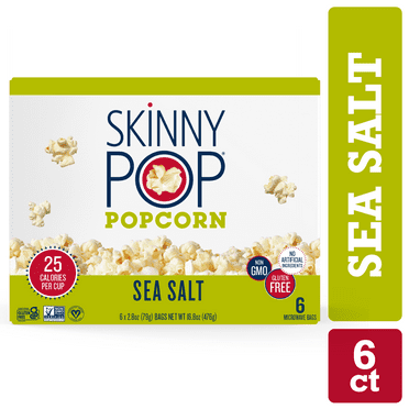 SkinnyPop Gluten-Free Sea Salt Microwave Popcorn Snack Multipack, 2.8 oz (6 count)