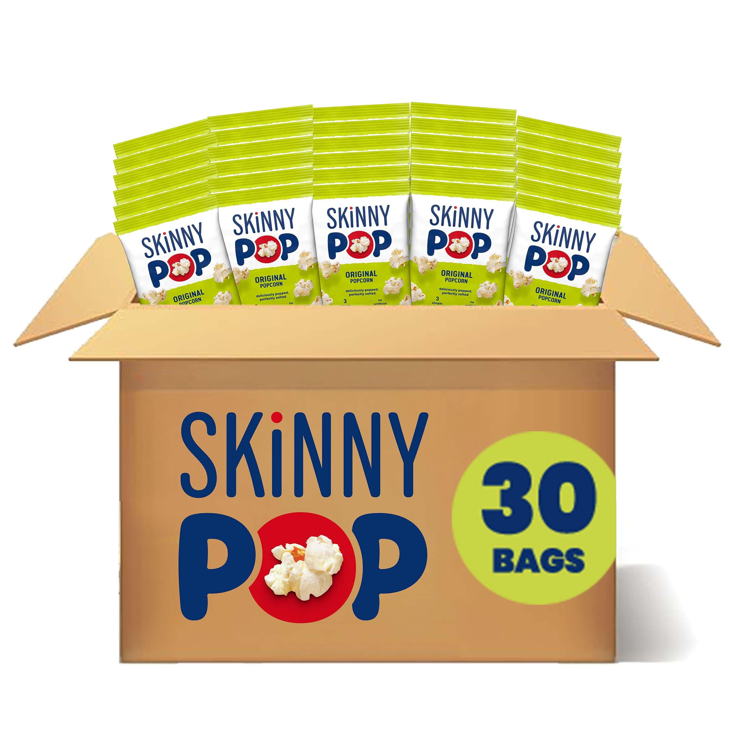 SkinnyPop Original Popcorn, Individual Snack Size Bags, KMC2Skinny Pop, Healthy Popcorn Snacks, Gluten Free, 0.65 Ounce (Pack of 30)