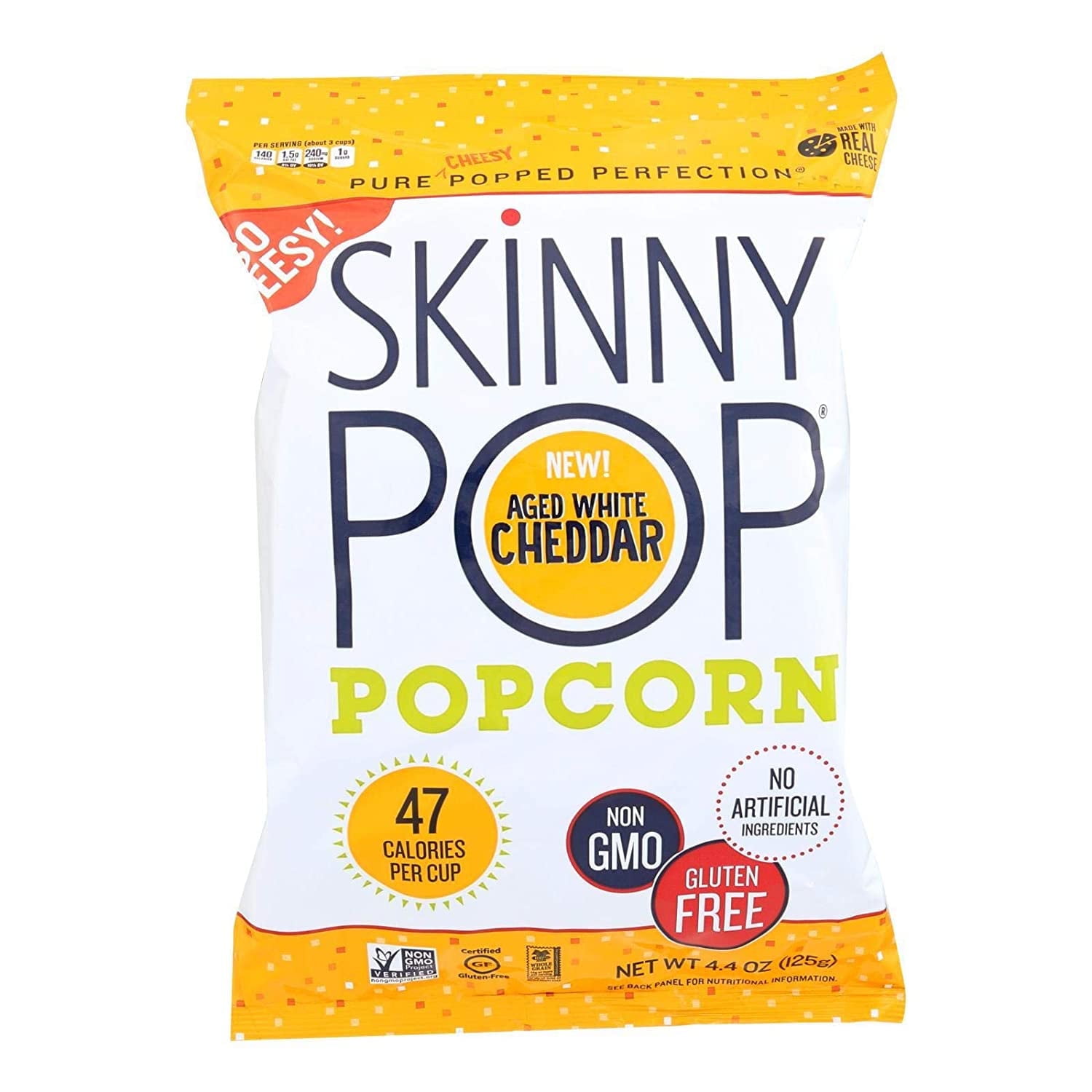SkinnyPop Popcorn Gluten Free Aged White Cheddar -- 4.4 oz Pack of 3