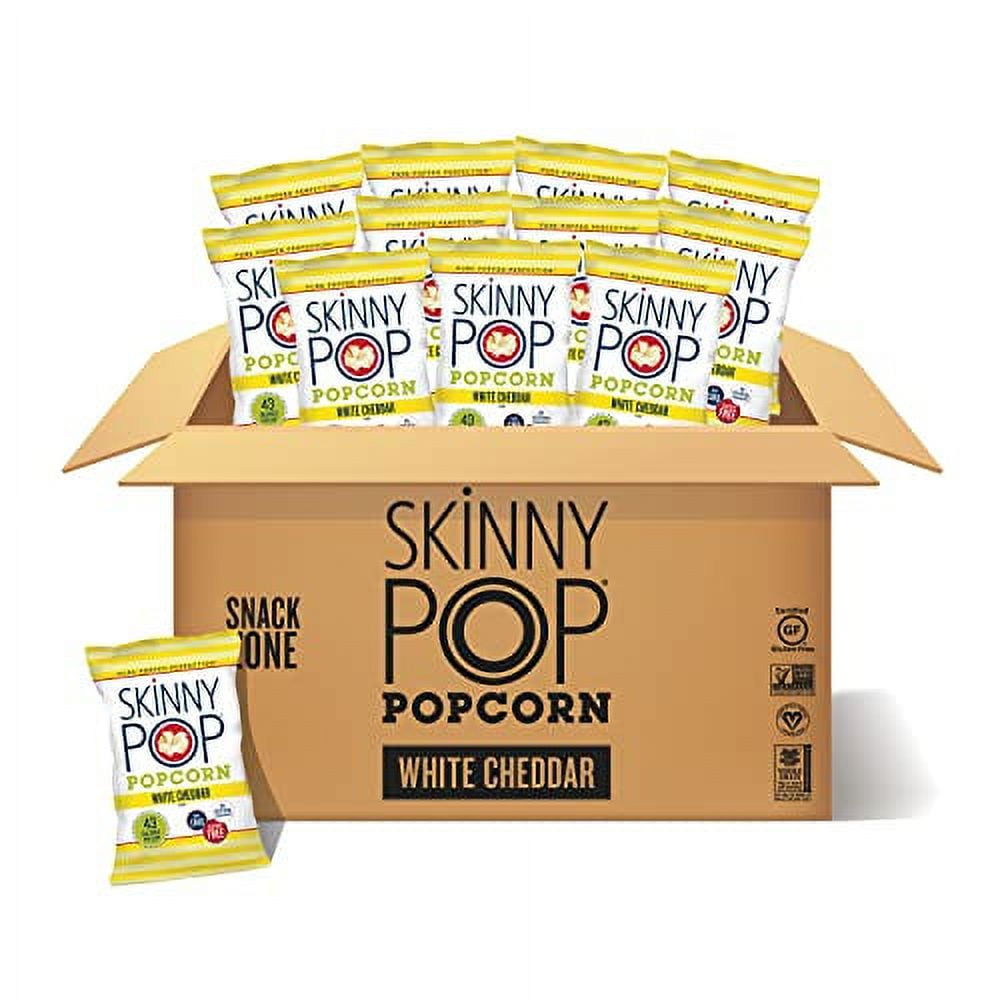 SkinnyPop Popcorn, Gluten Free, NonGMO, Healthy Snacks, Skinny Pop Dairy Free White Cheddar