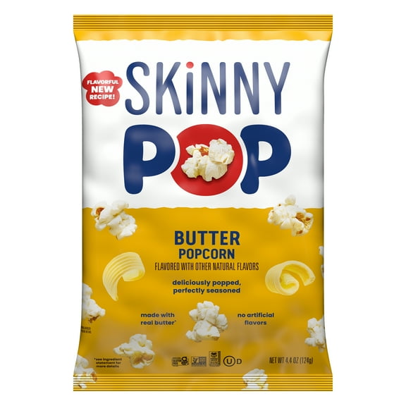 SKINNYPOP Gluten-Free Butter Popcorn Snack, 4.4 oz Bag