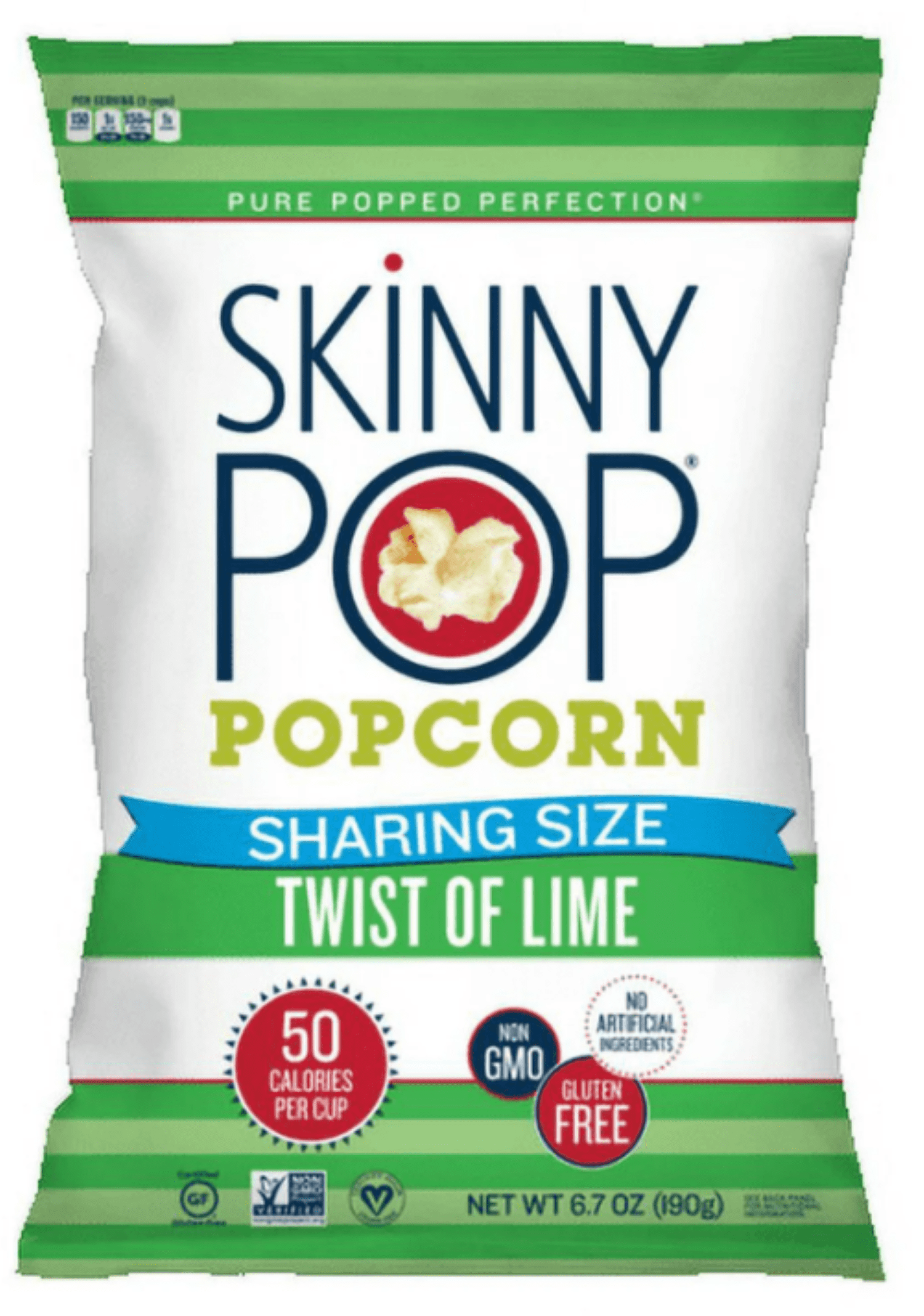 SkinnyPop Popcorn Twist of Lime, 6.7oz Bag Sharing Size Bag