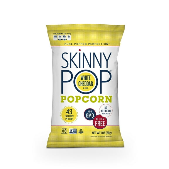 SkinnyPop Popcorn, White Cheddar, 1 Ounce (Case of 12)