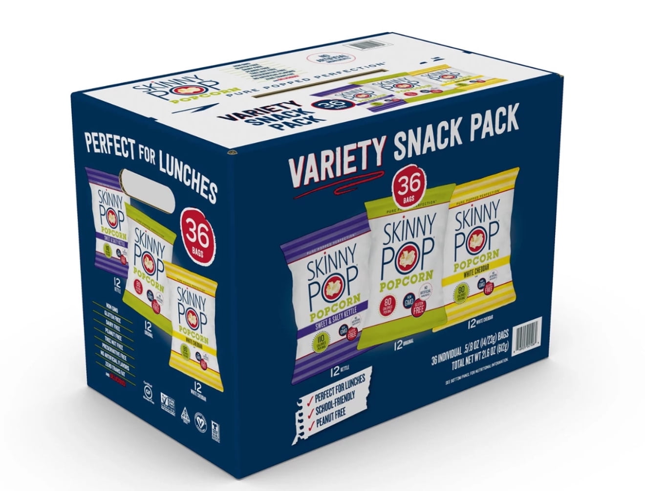 SkinnyPop  Popcorn, individual Bags, Variety Snack Pack Popcorn, 0.5 oz., 36 pk.