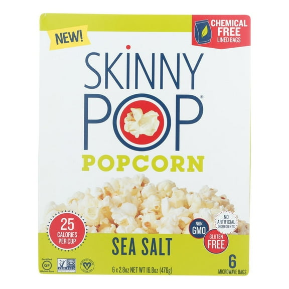 SkinnyPop Sea Salt Microwave Popcorn 2.8 oz, 6 per Pack (6 Packs Total)