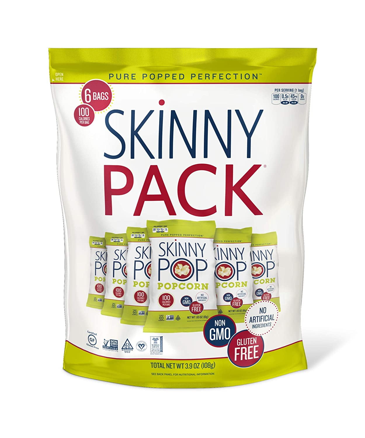 SkinnyPop Skinny Pack® Popcorn Gluten Free 100 Calorie 6Pack Original