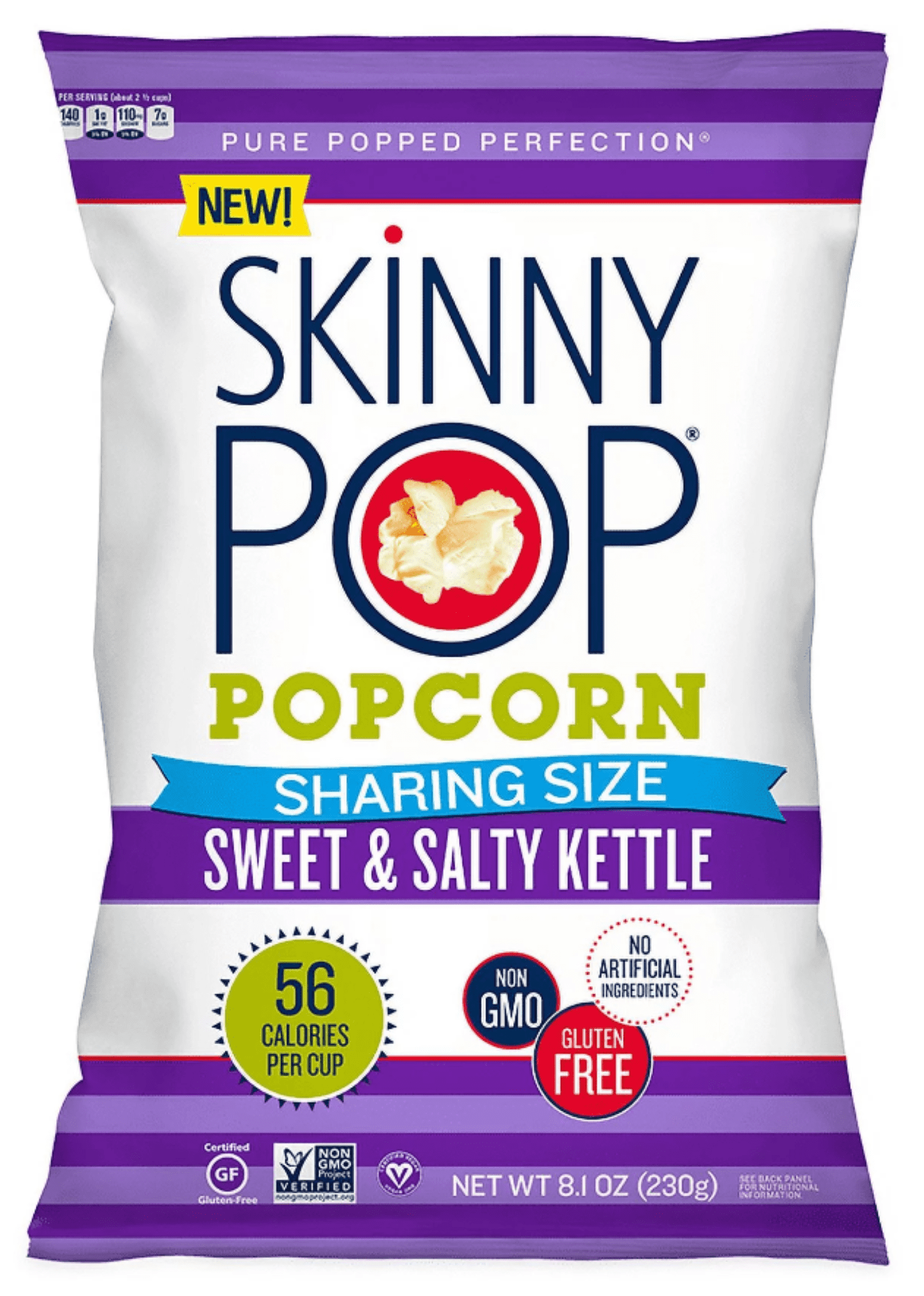 SkinnyPop Sweet & Salty Kettle Corn Popcorn, Sharing Size Bag, Gluten-Free, 8.1 oz
