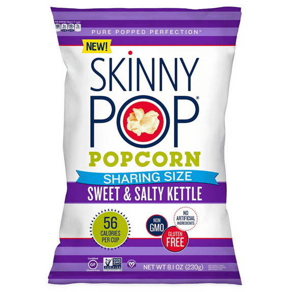 SkinnyPop Sweet & Salty Kettle Corn Popcorn, Sharing Size Bag, Gluten-Free, 8.1 oz
