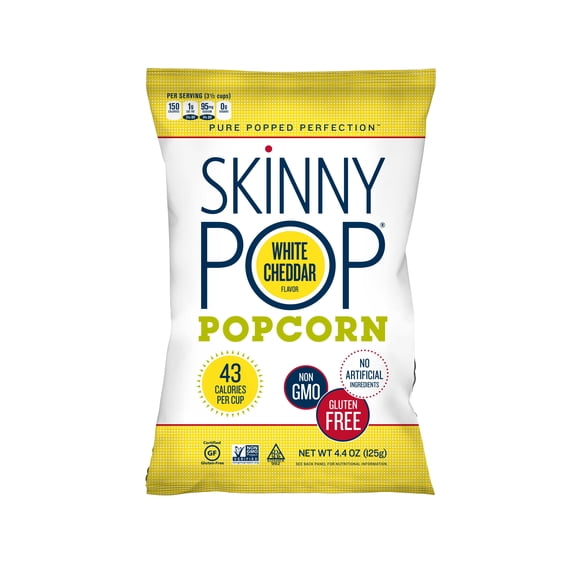 SkinnyPop Ultra Lite White Cheddar Popcorn, 4.4 Ounce -- 12 per case.