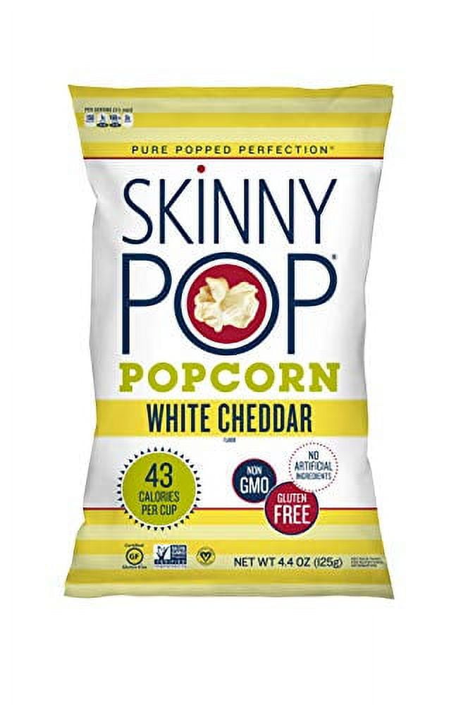 SkinnyPop White Cheddar Popcorn, 4.4oz Grocery Sized Bag, Skinny Pop
