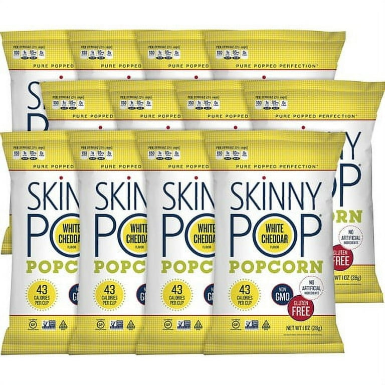 SkinnyPop White Cheddar Popcorn - Preservative-free, Dairy-free, Gluten-free, Trans Fat Free, Tree-nut Free, Peanut-free - White Cheddar - 1 oz - 12 / Carton SkinnyPop White Cheddar Popcorn - Preservative-free, Dairy-free, Gluten-free, Trans Fat Free, Tree-nut Free, Peanut-free - White Cheddar - 1 oz - 12 / Carton