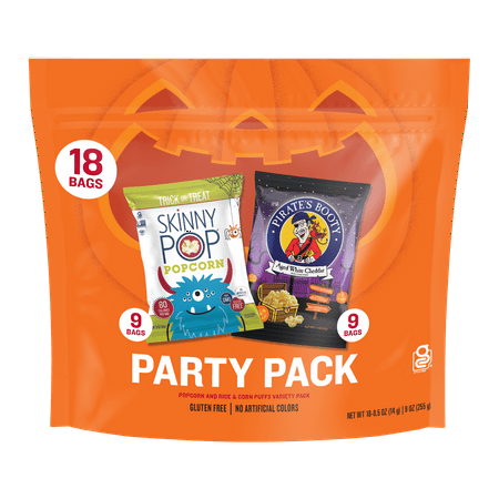 SkinnyPop and Pirate's Booty Gluten-Free Popcorn Party Pack, Snack-Size Bags, 18 Count
